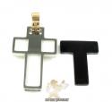 Mens baraka 18k white gold ceramic plate cross 