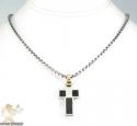 Mens baraka 18k white gold ceramic plate cross 