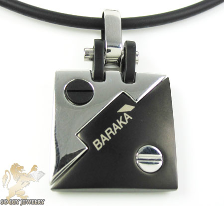 Mens baraka 18k gold & black ceramic pendant