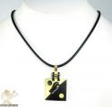 Mens baraka 18k gold & black ceramic pendant