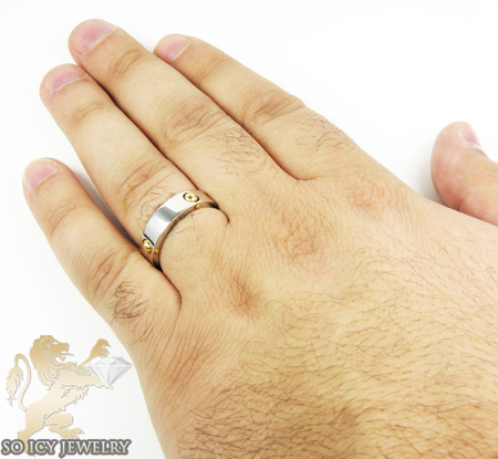 Mens baraka 18k white & yellow gold ring - Image 4