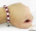 Ruby red rhinestone macramé faceted bead rope bracelet 5.00ct