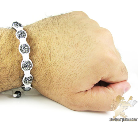 Smoke mirrored rhinestone macramé faceted bead rope bracelet 5.00ct