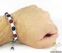 Ruby red & black rhinestone macramé faceted bead rope bracelet 5.00ct