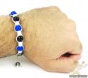 Black & blue rhinestone macramé faceted bead bracelet 5.00ct