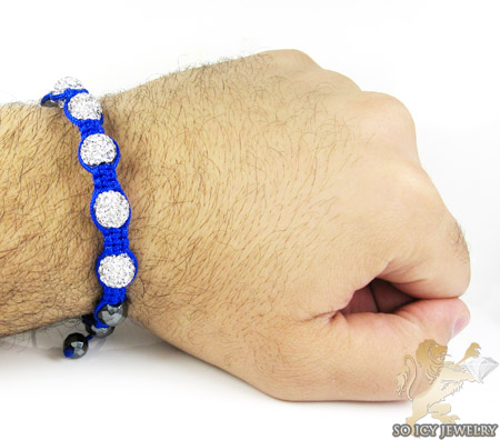 White rhinestone macramé faceted bead rope bracelet 5.00ct