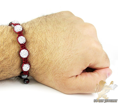 White rhinestone macramé faceted bead rope bracelet 5.00ct - Image 2