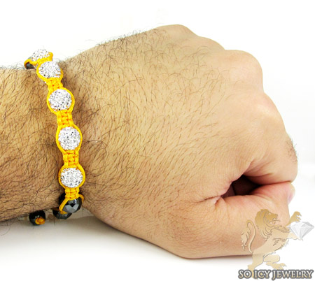 White rhinestone macramé faceted bead rope bracelet 5.00ct