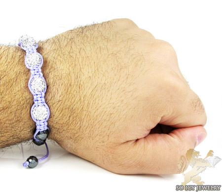White rhinestone macramé faceted bead rope bracelet 5.00ct
