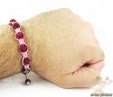 Ruby red rhinestone macramé faceted bead rope bracelet 5.00ct