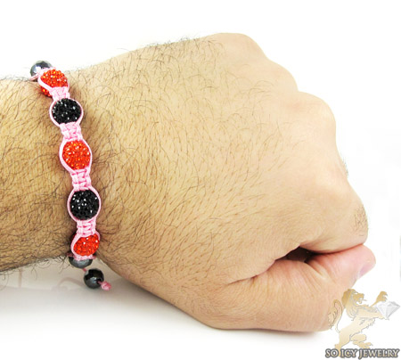 Black & red  rhinestone macramé faceted bead rope bracelet 5.00ct - Image 2