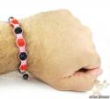 Black & red  rhinestone macramé faceted bead rope bracelet 5.00ct
