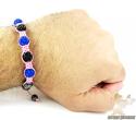 Black & blue rhinestone macramé faceted bead rope bracelet 5.00ct