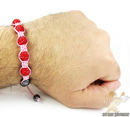Red rhinestone macramé faceted bead rope bracelet 5.00ct - Image 2