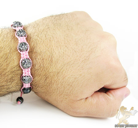 Smoke mirrored rhinestone macramé faceted bead rope bracelet 5.00ct