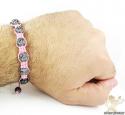 Smoke mirrored rhinestone macramé faceted bead rope bracelet 5.00ct