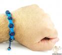 Dark blue rhinestone macramé faceted bead rope bracelet 5.00ct