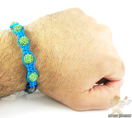 Green rhinestone macramé faceted bead rope bracelet 5.00ct