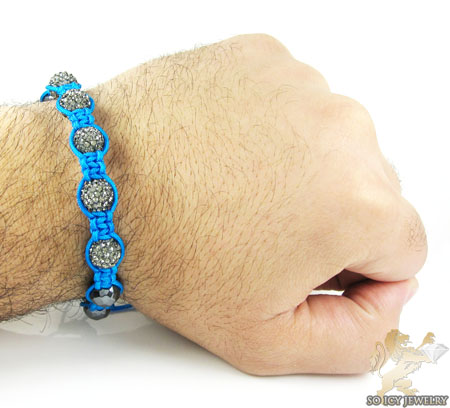 Gray rhinestone macramé faceted bead rope bracelet 5.00ct