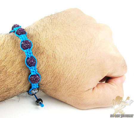 Burgundy rhinestone macramé faceted bead rope bracelet 5.00ct - Image 2