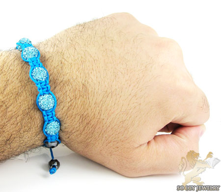Turquoise rhinestone macramé faceted bead rope bracelet 5.00ct