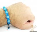 Turquoise rhinestone macramé faceted bead rope bracelet 5.00ct