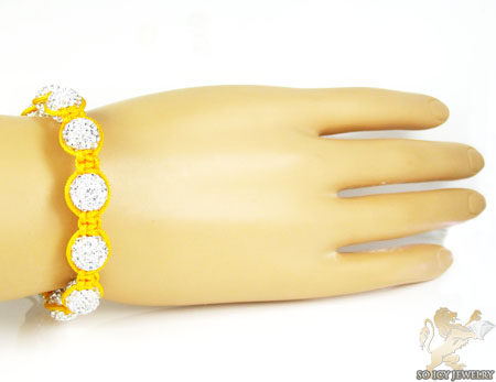White rhinestone macramé faceted bead rope bracelet 9.00ct