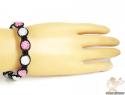 White & pink rhinestone macramé faceted bead rope bracelet 9.00ct