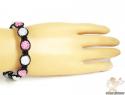 White & pink rhinestone macramé faceted bead rope bracelet 9.00ct