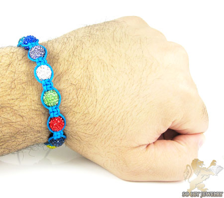 Multi colors rhinestone macramé faceted bead rope bracelet 9.00ct