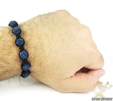 Dark blue rhinestone macramé faceted bead rope bracelet 9.00ct