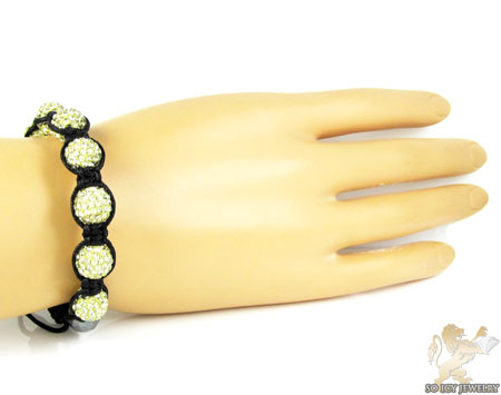 Canary rhinestone macramé faceted bead rope bracelet 9.00ct - Image 2