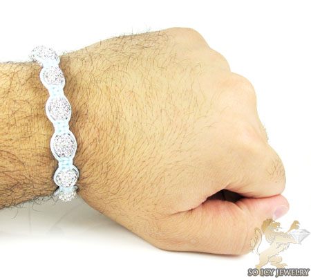 White rhinestone macramé faceted bead rope bracelet 9.00ct