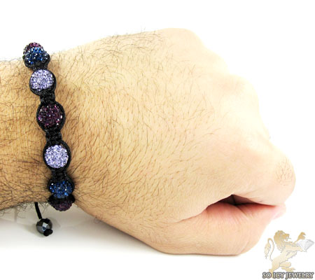 Multi colors rhinestone macramé faceted bead rope bracelet 9.00ct - Image 2