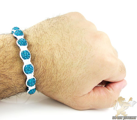 Baby blue rhinestone macramé faceted bead rope bracelet 9.00ct - Image 2