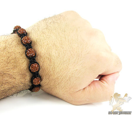Sunset brown rhinestone macramé faceted bead rope bracelet 9.00ct