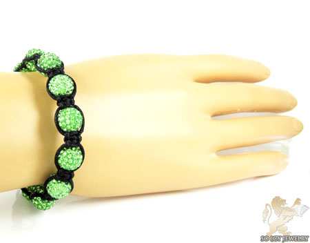 Green rhinestone macramé faceted bead rope bracelet 9.00ct - Image 2