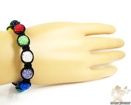 Multi colors rhinestone macramé faceted bead rope bracelet 9.00ct - Image 2