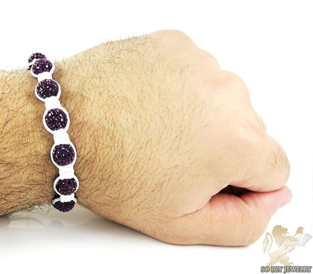 Blackberry rhinestone macramé faceted bead rope bracelet 9.00ct
