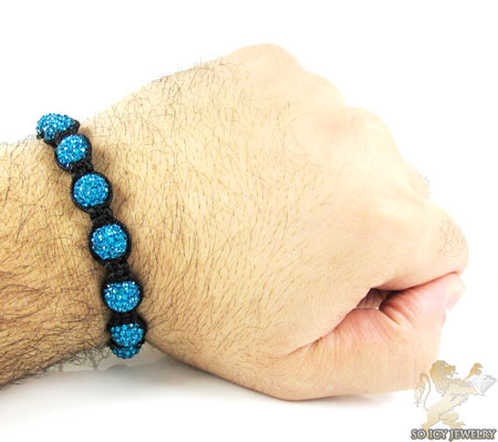 Turquoise rhinestone macramé faceted bead rope bracelet 9.00ct - Image 2