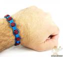 Ruby red rhinestone macramé faceted bead rope bracelet 9.00ct