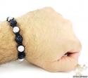 Dark blue & white rhinestone macramé faceted bead rope bracelet 9.00ct