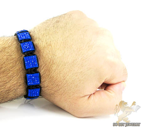 Blue rhinestone macramé square bead rope bracelet 11.00ct - Image 5