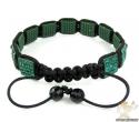 Green rhinestone macramé square bead rope bracelet 11.00ct