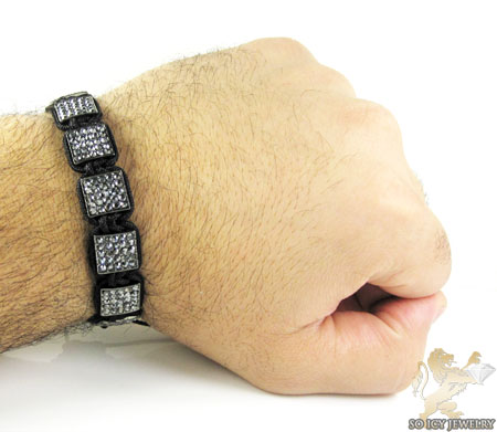 Smoke mirrored rhinestone macramé square bead rope bracelet 11.00ct - Image 3