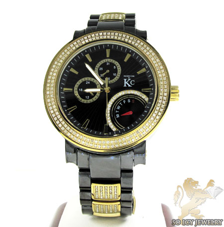 White diamond techno com by kc black ceramic watch 3.00ct