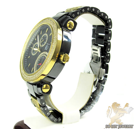 White diamond techno com by kc black ceramic watch 3.00ct
