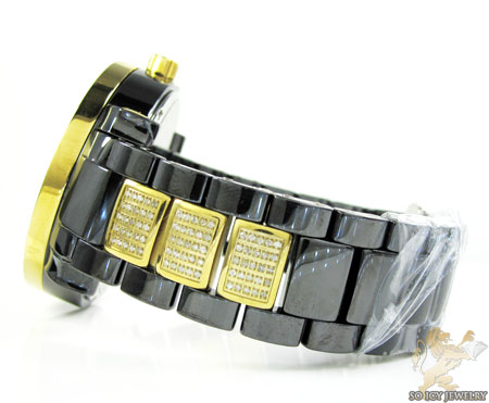 White diamond techno com by kc black ceramic watch 3.00ct