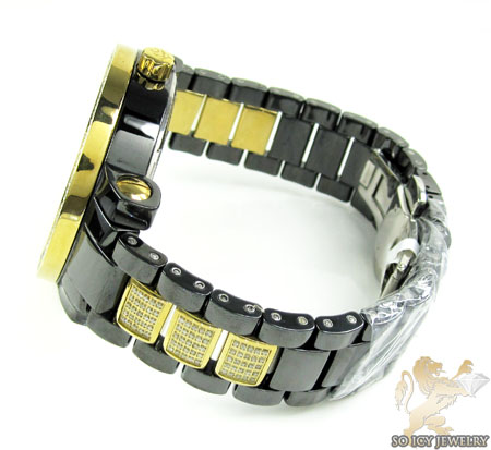 White diamond techno com by kc black ceramic watch 3.00ct