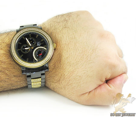 White diamond techno com by kc black ceramic watch 3.00ct